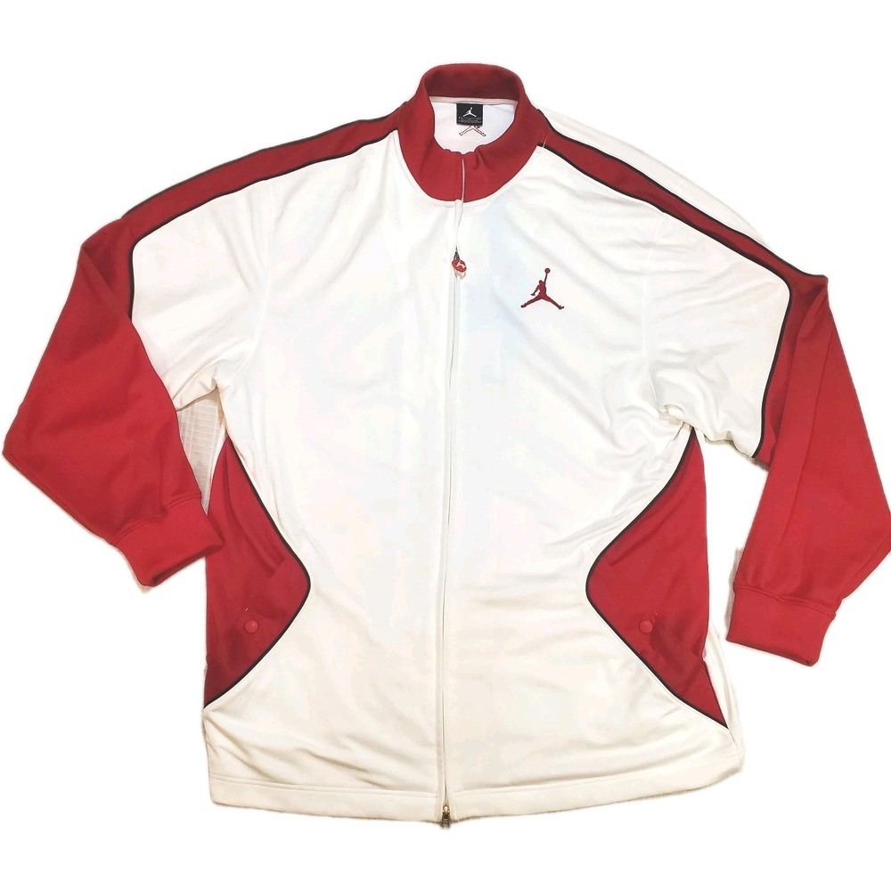 Vintage Nike Jordan Jumpman Jacket XL Red White Full Zip Jordan Logo Basketball